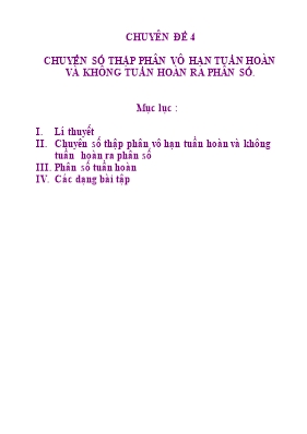 Toán 8 - Chuyển số thập phân vô hạn tuần hoàn và không tuần hoàn ra phân số